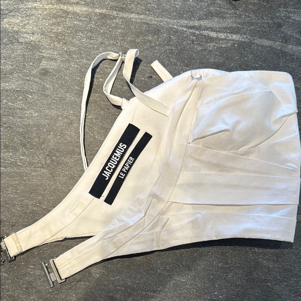 Jacquemus White Le Papier Crop Halter Top